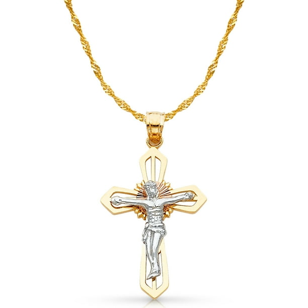 16/" Details about / 14K Tri Color Gold 1.2 mm Singapore Chain 24” for Men Women
